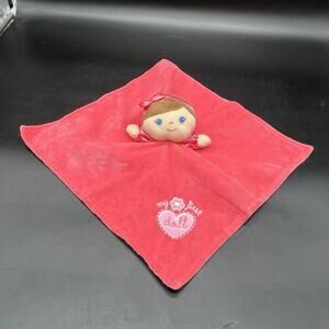 Baby Starters My First Doll Security Blanket Lovey Coral Pink Heart Rattle